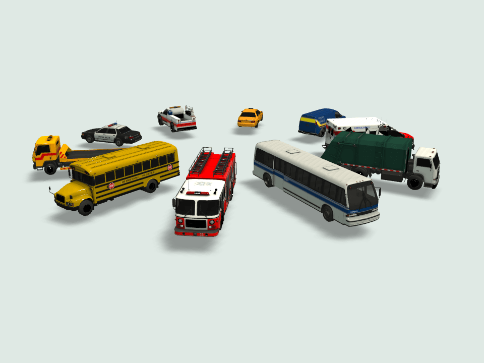 各种用途的车 3D 模型预览